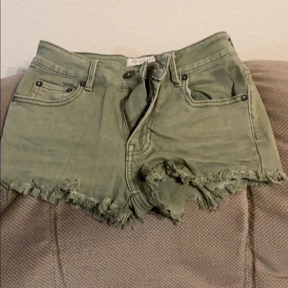 Olive green high rise shorts
